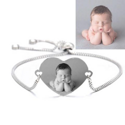 Custom Personalized Photo Heart Bangle Bracelet