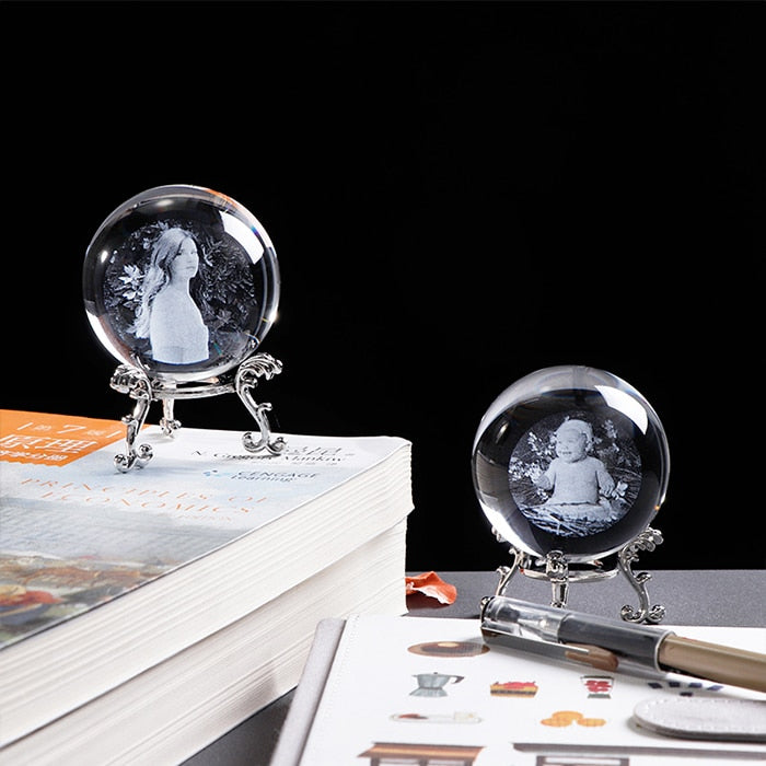 Laser Engraved Photo Crystal Ball Customized Glass Picture Sphere Globe Home Decor. Gift for Women