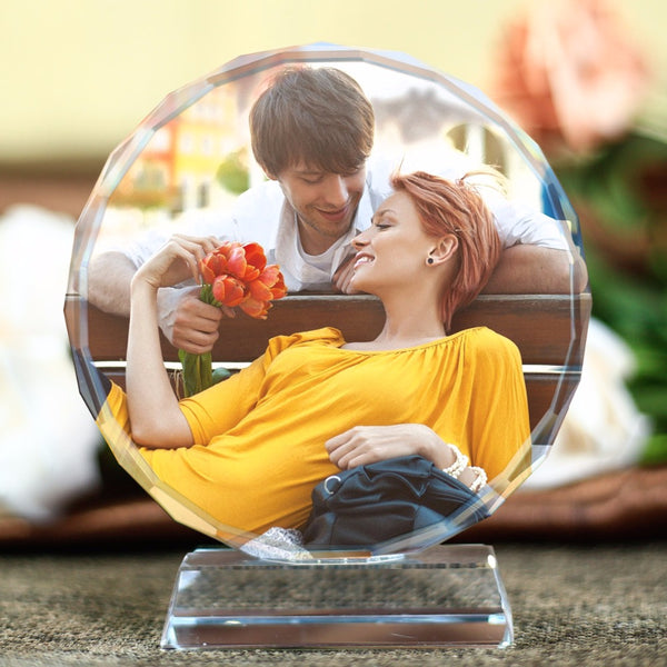 Personalized Round Shape Crystal Glass Photo Frame