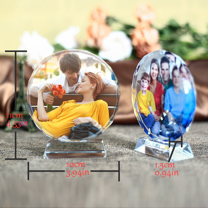 Personalized Round Shape Crystal Glass Photo Frame