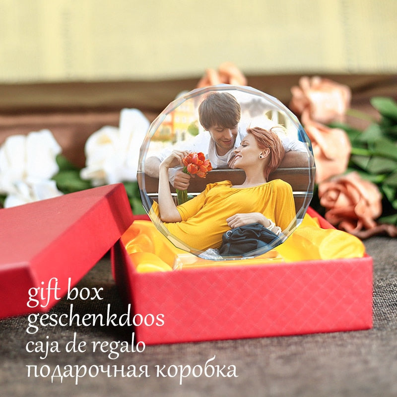 Personalized Round Shape Crystal Glass Photo Frame