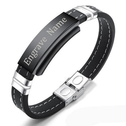 Personalize Black Silicone Leather Bracelet