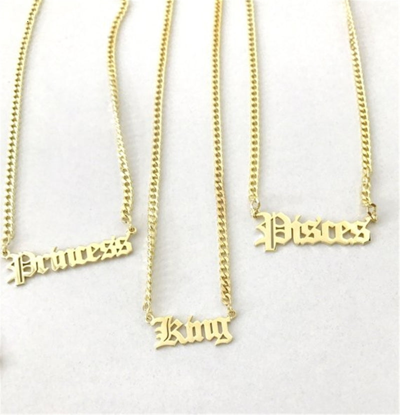 Old English Name Necklace