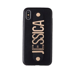 Real Leather Gold Letters Metal Luxury Bold Custom Name/Text For iPhones