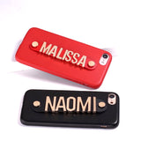 Real Leather Gold Letters Metal Luxury Bold Custom Name/Text For iPhones