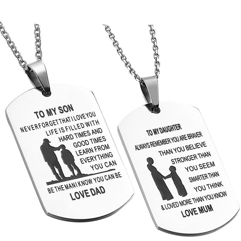 Engrave Name To My Son/ To My Daughter Pendant Necklaces