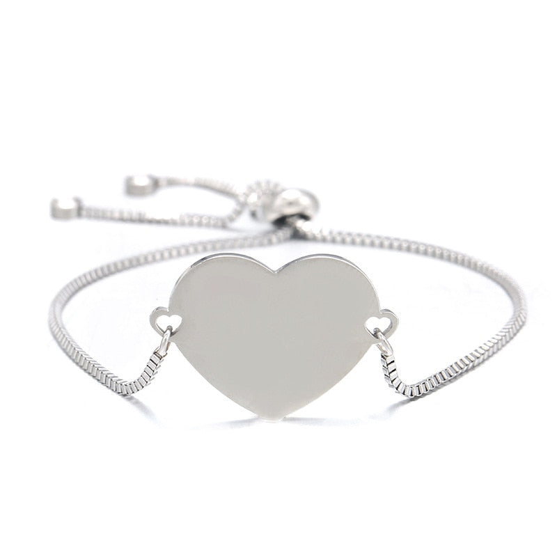 Custom Personalized Photo Heart Bangle Bracelet