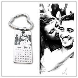 Personalized Photo Calendar Love Date Keychain