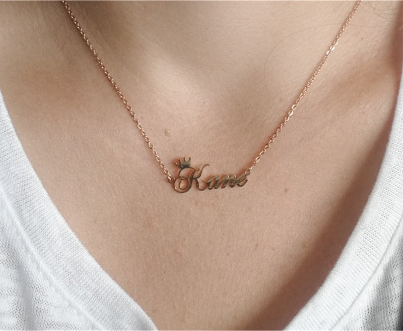 Custom Crown Name Necklace