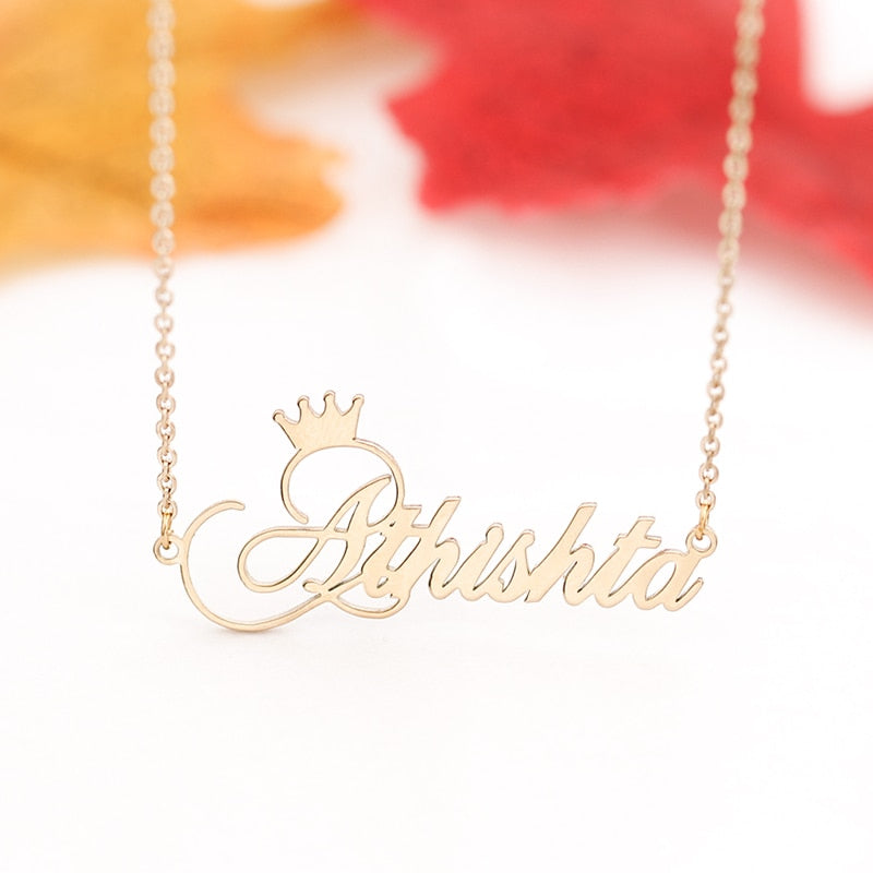 Custom Crown Name Necklace