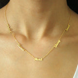 Gold Plated Necklace with 1-5 Names & Birthstones