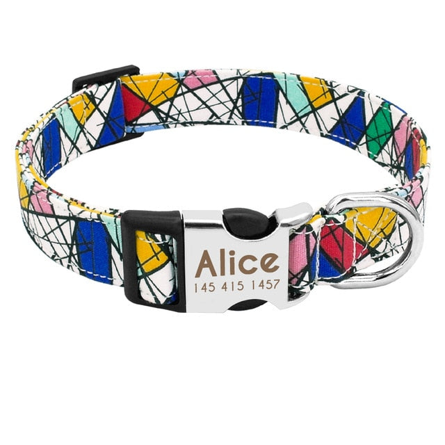 Colorful Dog Collar with Leash Set, Name/Phone Numbers