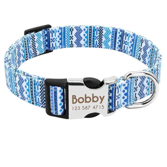 Colorful Dog Collar with Leash Set, Name/Phone Numbers