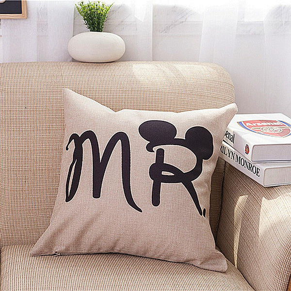 2pcs/set Mrs&Mr lovers custom linen pillow cover